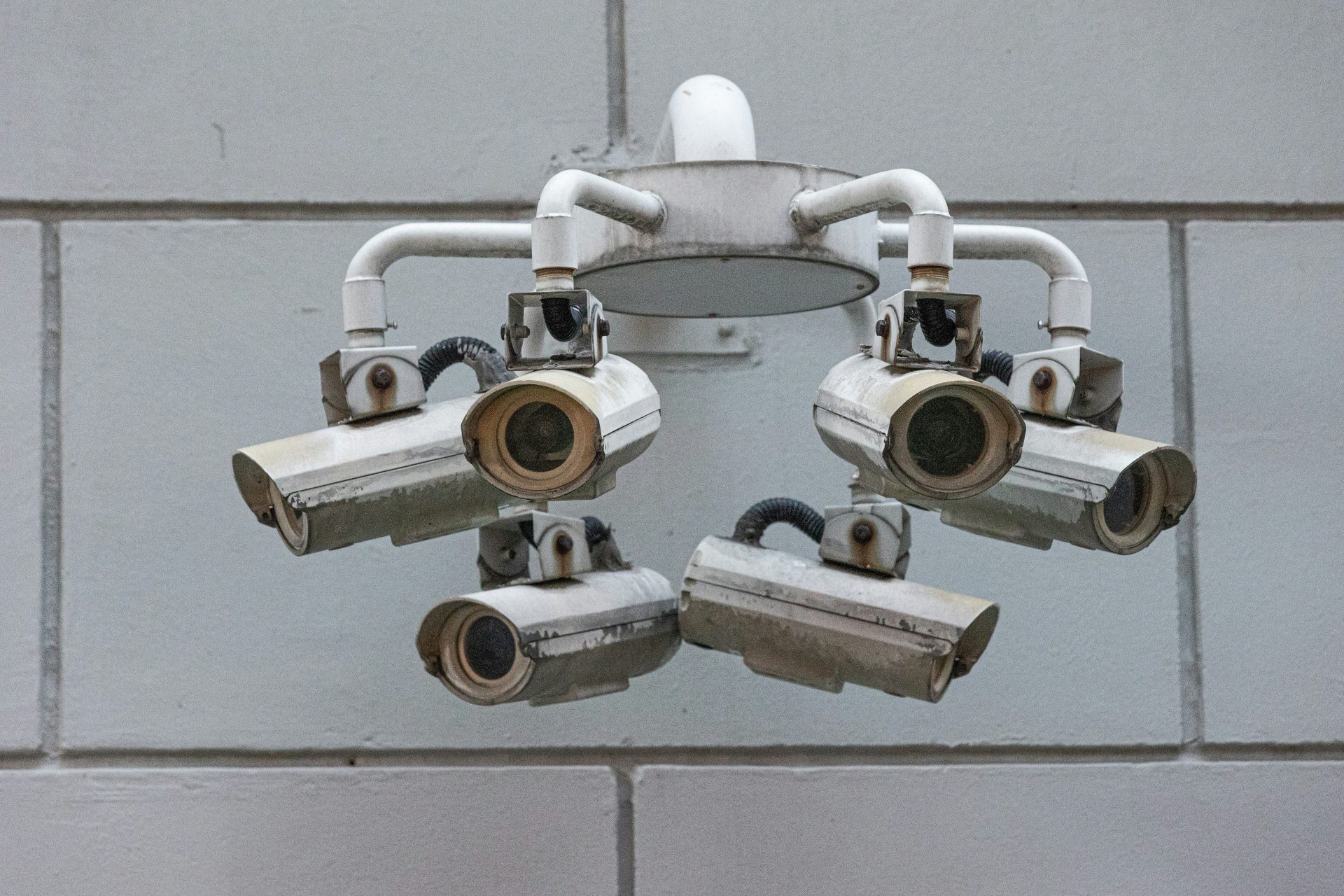 Security cameras monitor the surroundings from all angles.